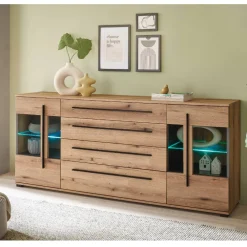Wohnen 200 cm Sideboard mit Glaseinsätzen - Brocus
