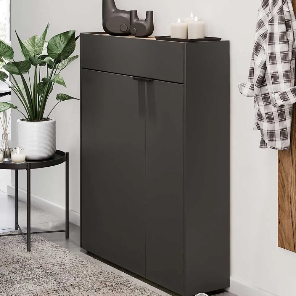 Wohnen 22 cm tiefer Schuhschrank in Dunkelgrau - Sidgarus