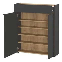 Wohnen 22 cm tiefer Schuhschrank in Dunkelgrau - Sidgarus