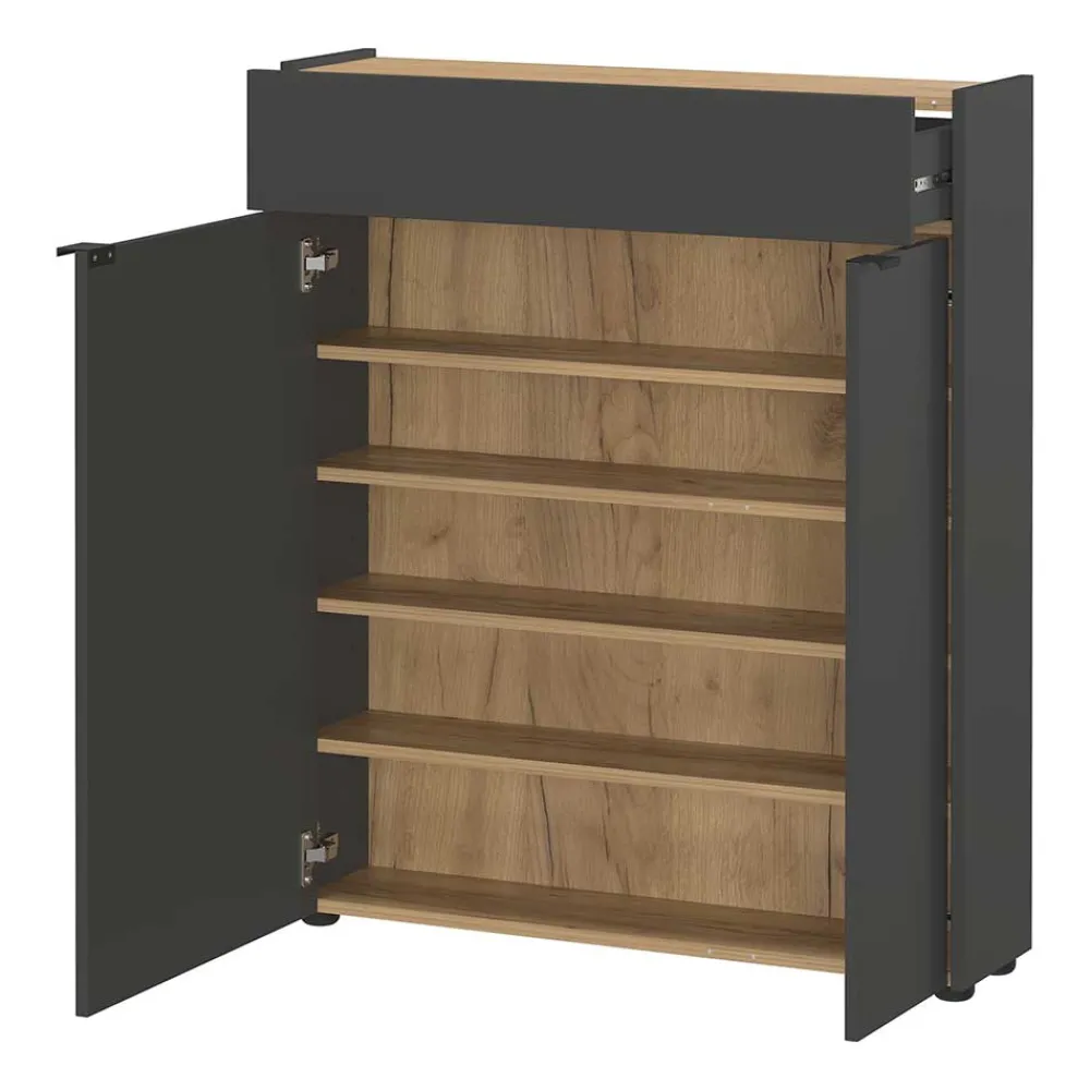 Wohnen 22 cm tiefer Schuhschrank in Dunkelgrau - Sidgarus