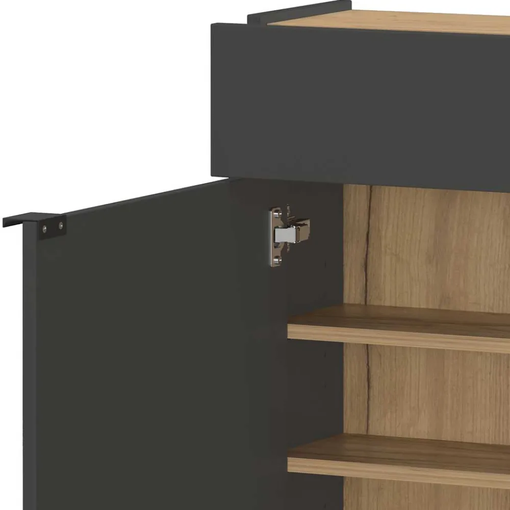 Wohnen 22 cm tiefer Schuhschrank in Dunkelgrau - Sidgarus