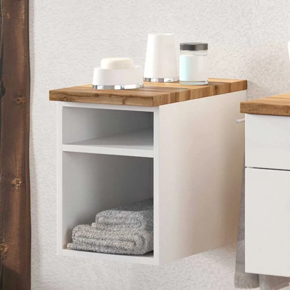 Wohnen Badregale*47 cm tiefes Badregal in Weiß & Wildeiche - Enwicos