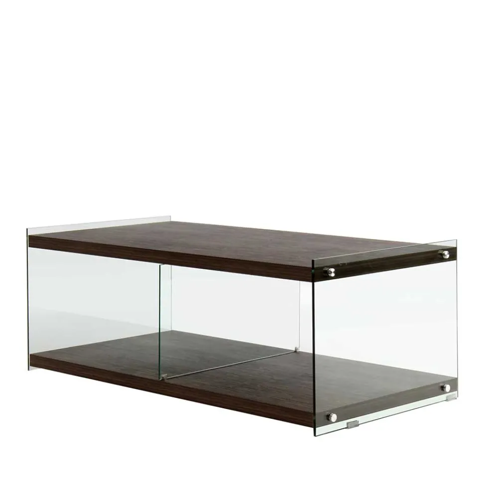 Wohnen 120 cm TV Element in Nussbaum & Transparent - Tomima