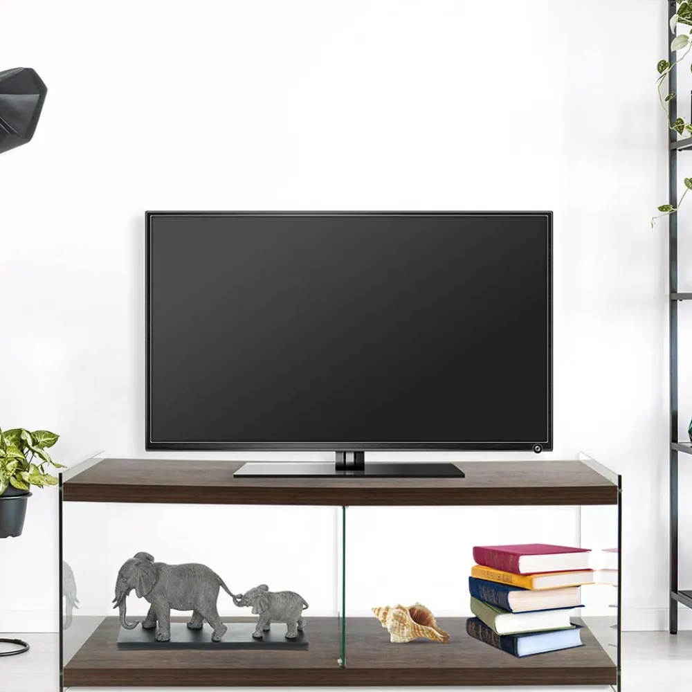 Wohnen 120 cm TV Element in Nussbaum & Transparent - Tomima
