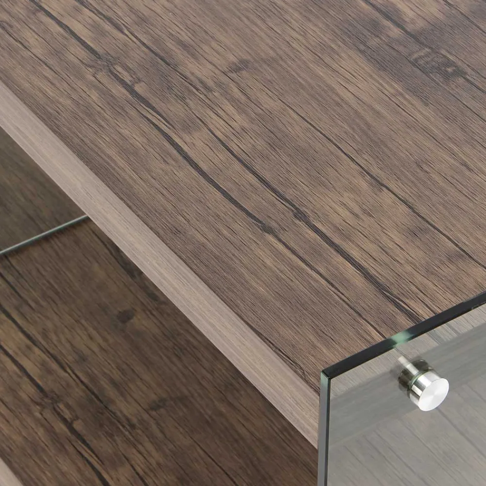 Wohnen 120 cm TV Element in Nussbaum & Transparent - Tomima