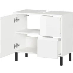 Wohnen 60 cm Waschbeckenschrank in Weiß Hochglanz - Loeesa