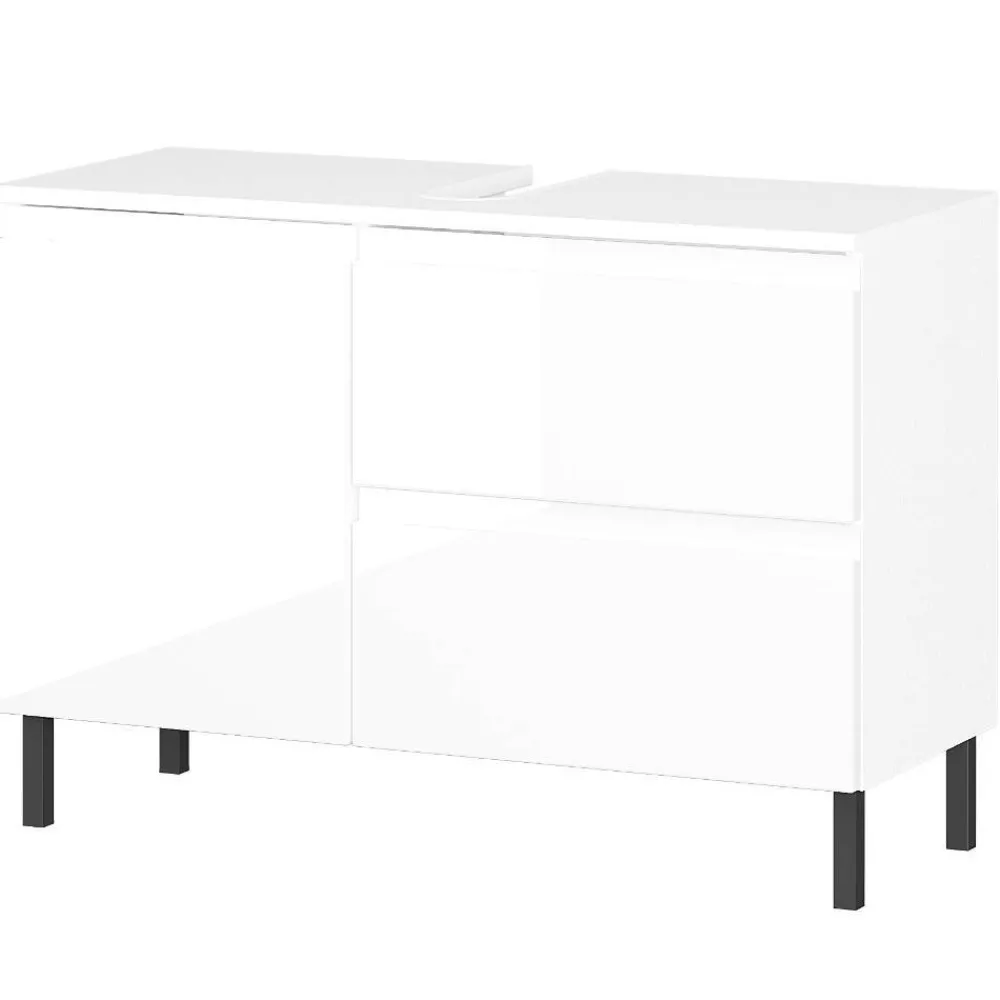 Wohnen Waschtisch|Waschbeckenunterschränke*80 cm Waschbeckenschrank in Weiß Hochglanz - Loeesa