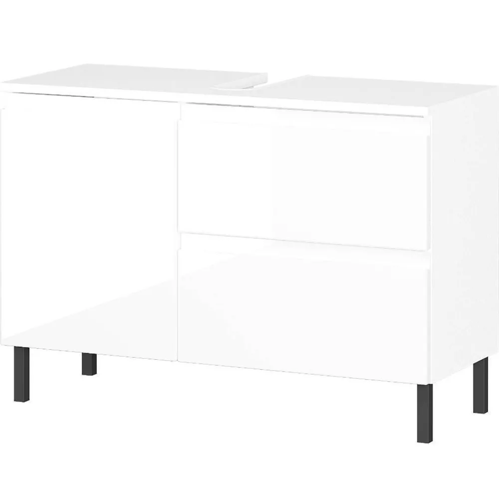 Wohnen Waschtisch|Waschbeckenunterschränke*80 cm Waschbeckenschrank in Weiß Hochglanz - Loeesa