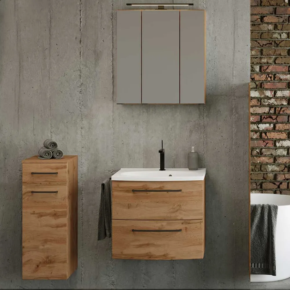 Wohnen Badezimmer Komplett*60 cm Waschplatz & Unterschrank - Arazony (dreiteilig)