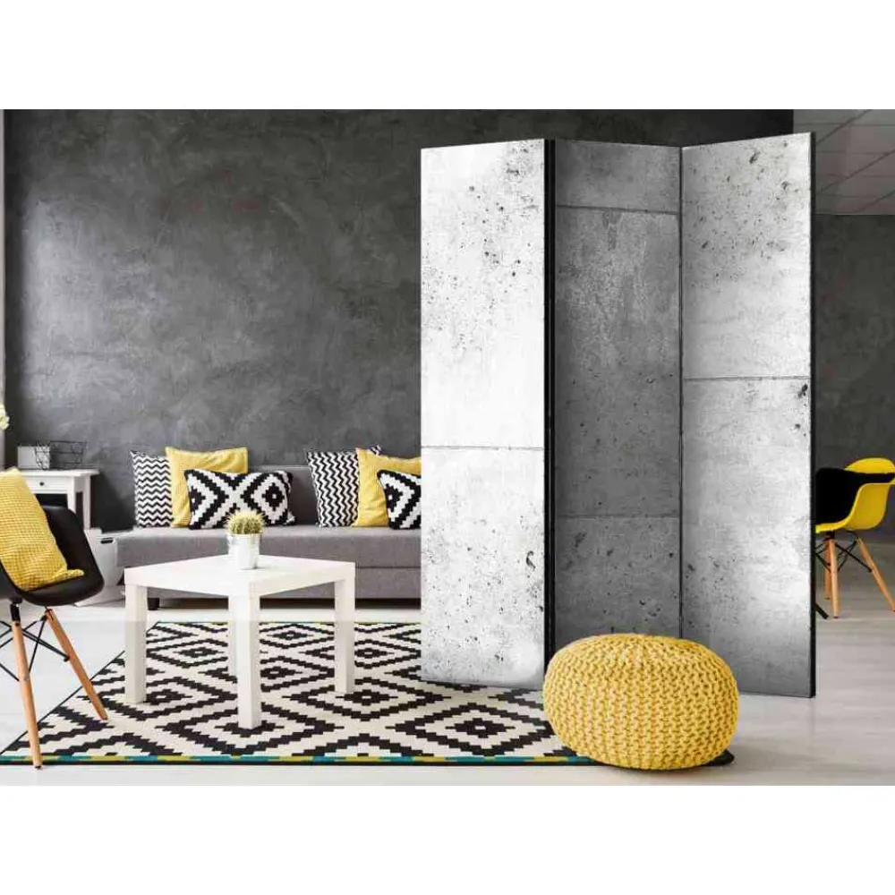 Wohnen Wohnzimmer-Regale|Paravents*3 Elemente Paravent Sichtschutz Betonwand - Gremas