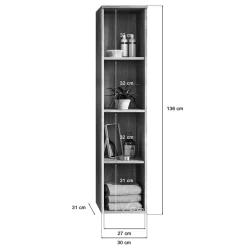 Wohnen Badregale*4 Fächer Badezimmerregal für die Wand - Loritana