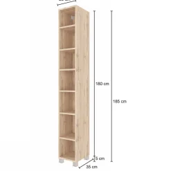 Wohnen 7 Fächer Badzimmer Regal in Holz Optik - Lemnas