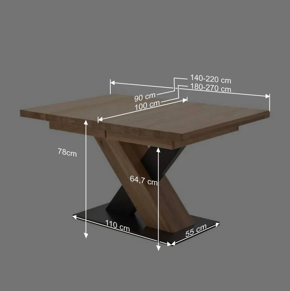 Wohnen Schwarze Möbel|Naturholzmöbel*2 Größen X Säulentisch mit Auszugsfunktion - Cisterna