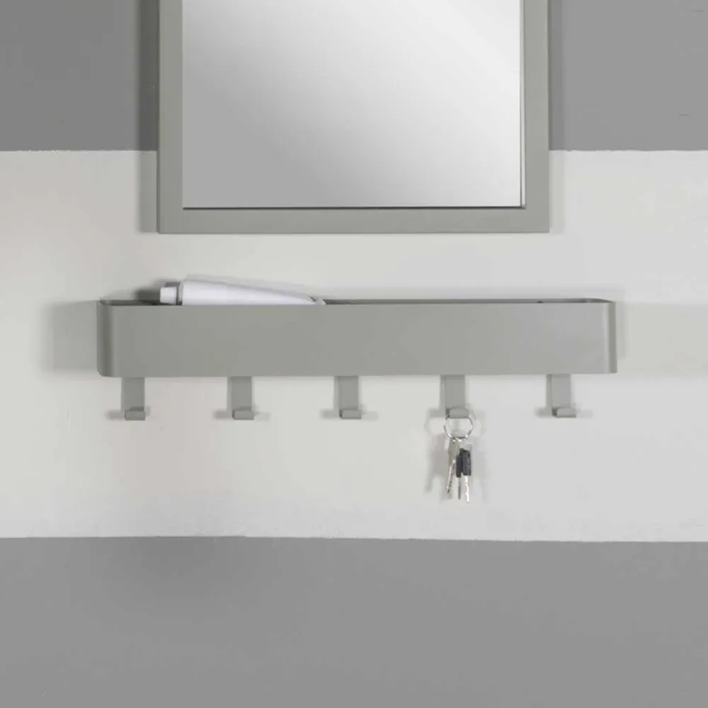 Wohnen Bürogarderoben*5 Haken Garderobe aus Stahl in Graugrün - Ruamantico