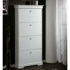 Wohnen 4 Klappen Schuhschrank in Weiß - Zarinas