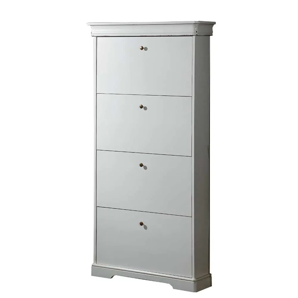 Wohnen 4 Klappen Schuhschrank in Weiß - Zarinas