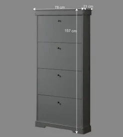 Wohnen 4 Klappen Schuhschrank in Weiß - Zarinas