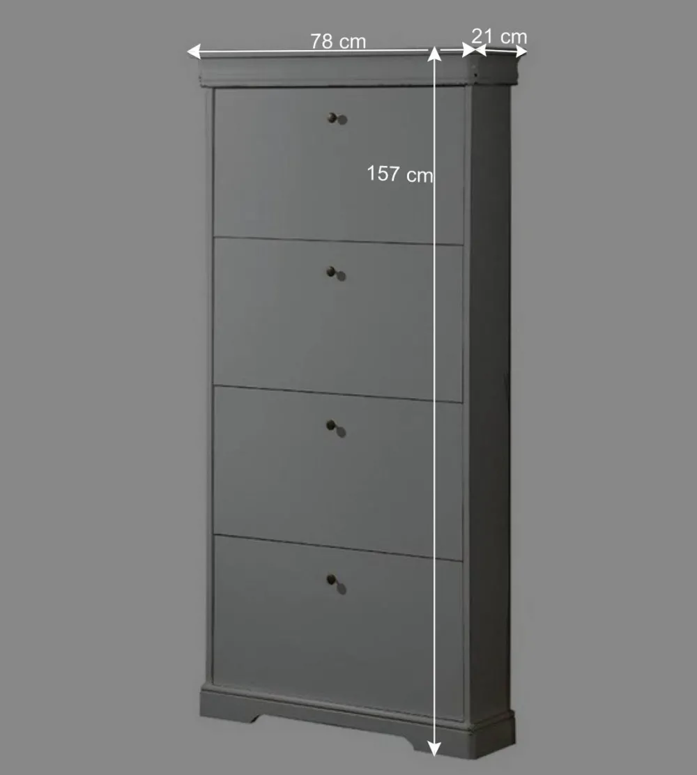 Wohnen 4 Klappen Schuhschrank in Weiß - Zarinas