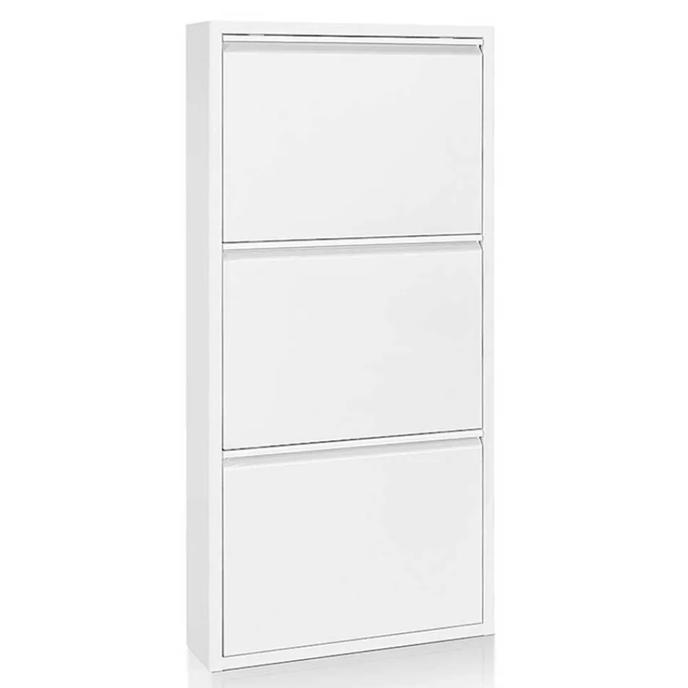 Wohnen 3 Klappen Stahl Schuhkipper in Weiß - Zaisa