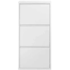 Wohnen 3 Klappen Stahl Schuhkipper in Weiß - Zaisa