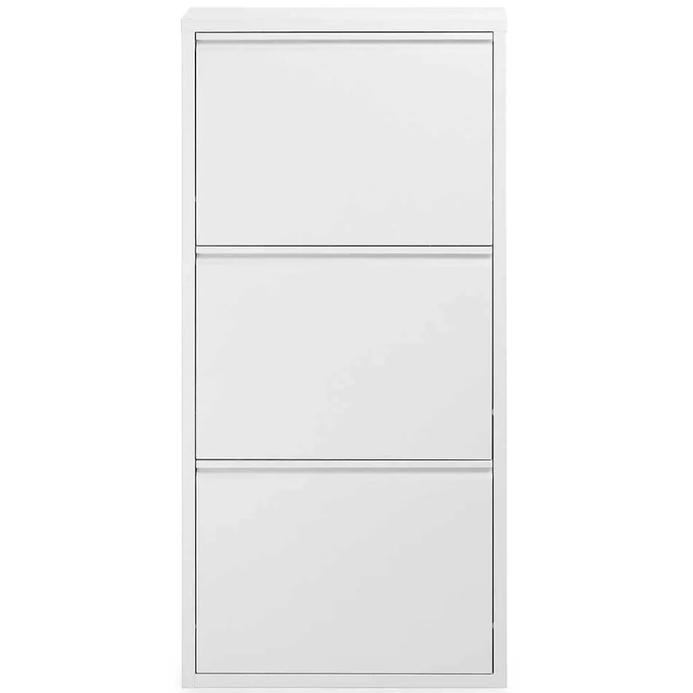 Wohnen 3 Klappen Stahl Schuhkipper in Weiß - Zaisa