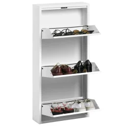 Wohnen 3 Klappen Stahl Schuhkipper in Weiß - Zaisa