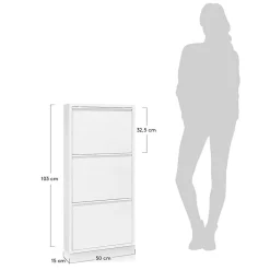 Wohnen 3 Klappen Stahl Schuhkipper in Weiß - Zaisa