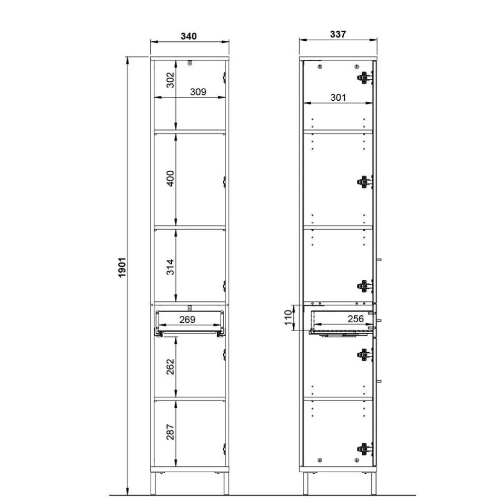 Wohnen 1,90 m Bad Hochschrank in Dunkelgrau - Lucrino