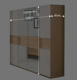 Wohnen Glasmöbel|Naturholzmöbel*2 Meter Kleiderschrank mit vier Türen - Emdsiva II