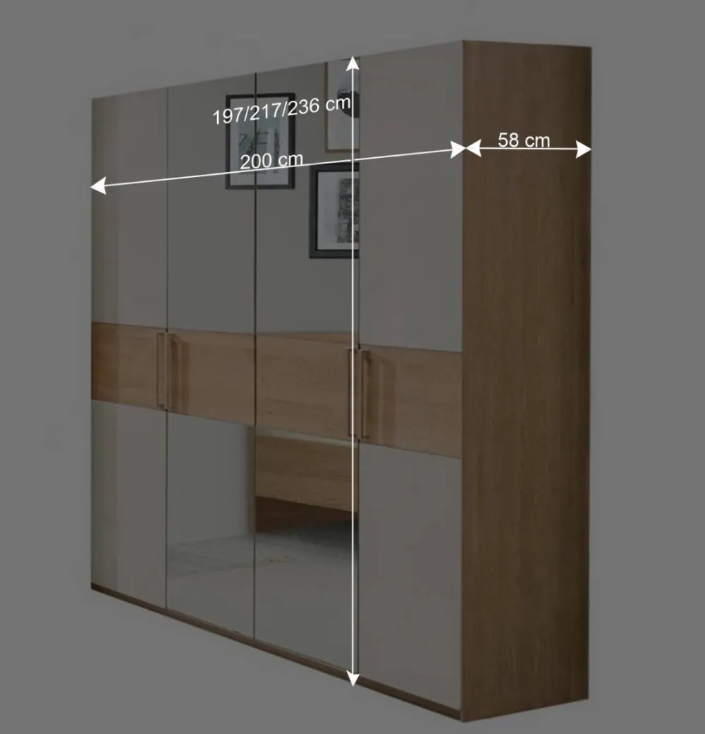 Wohnen Glasmöbel|Naturholzmöbel*2 Meter Kleiderschrank mit vier Türen - Emdsiva II