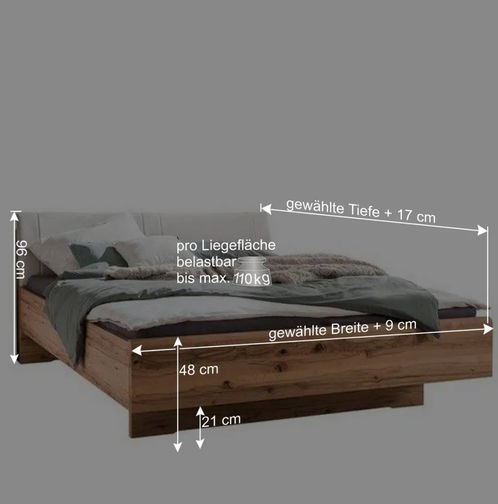 Wohnen Betten|Betten*2 Personen Bettgestell aus Kernbuche massiv - Krofun