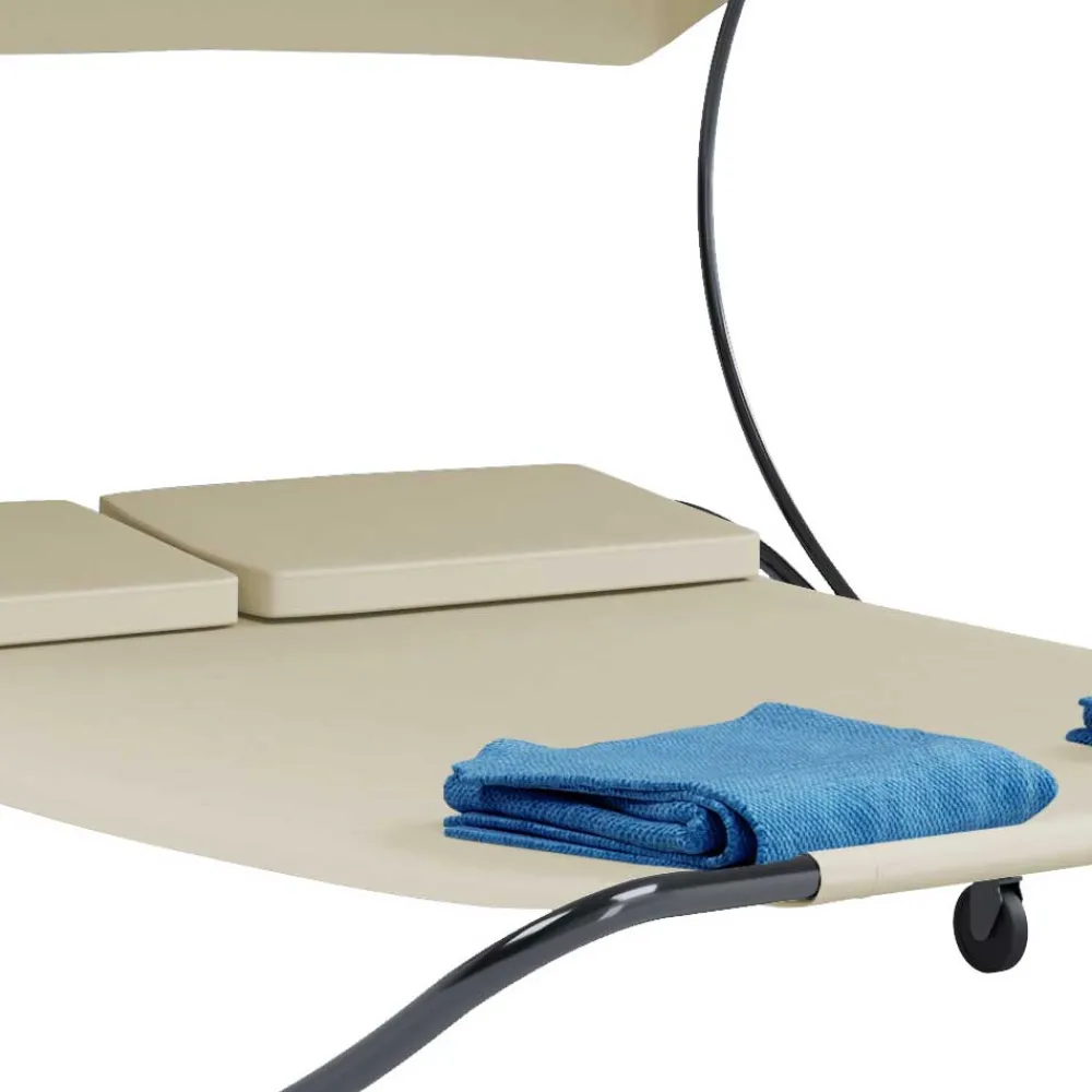 Wohnen Metall-Gartenmöbel|Balkonmöbel*2 Personen Gartenliege in Creme und Schwarz - Enkolu