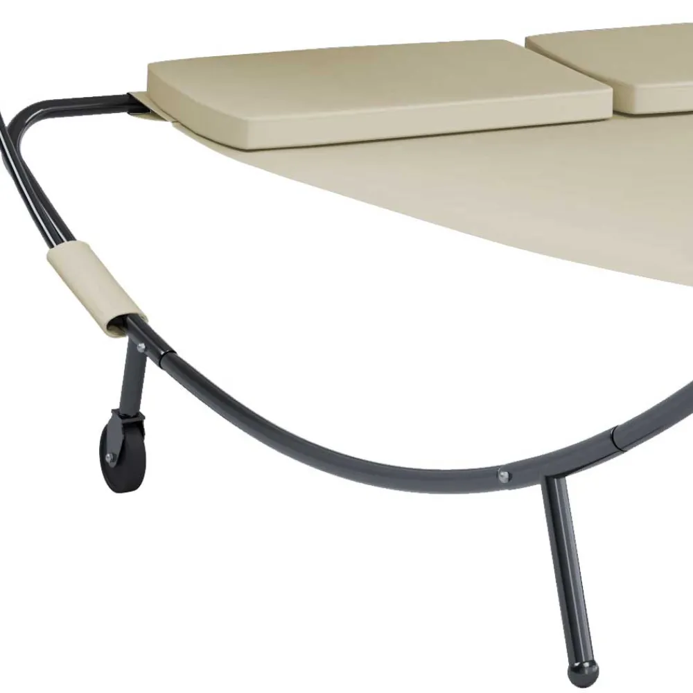 Wohnen Metall-Gartenmöbel|Balkonmöbel*2 Personen Gartenliege in Creme und Schwarz - Enkolu