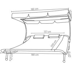 Wohnen Metall-Gartenmöbel|Balkonmöbel*2 Personen Gartenliege in Creme und Schwarz - Enkolu