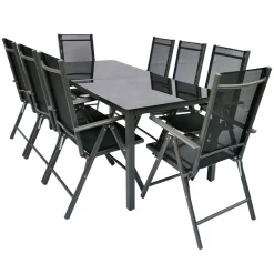 Wohnen Balkonmöbel|Terrassenmöbel*8 Personen Garten-Sitzgruppe Set - Micaelo (neunteilig)