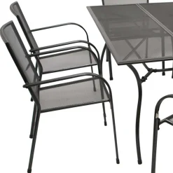 Wohnen Metall-Gartenmöbel|Balkonmöbel*6 Personen Gartentischgruppe Set - Tyago (siebenteilig)