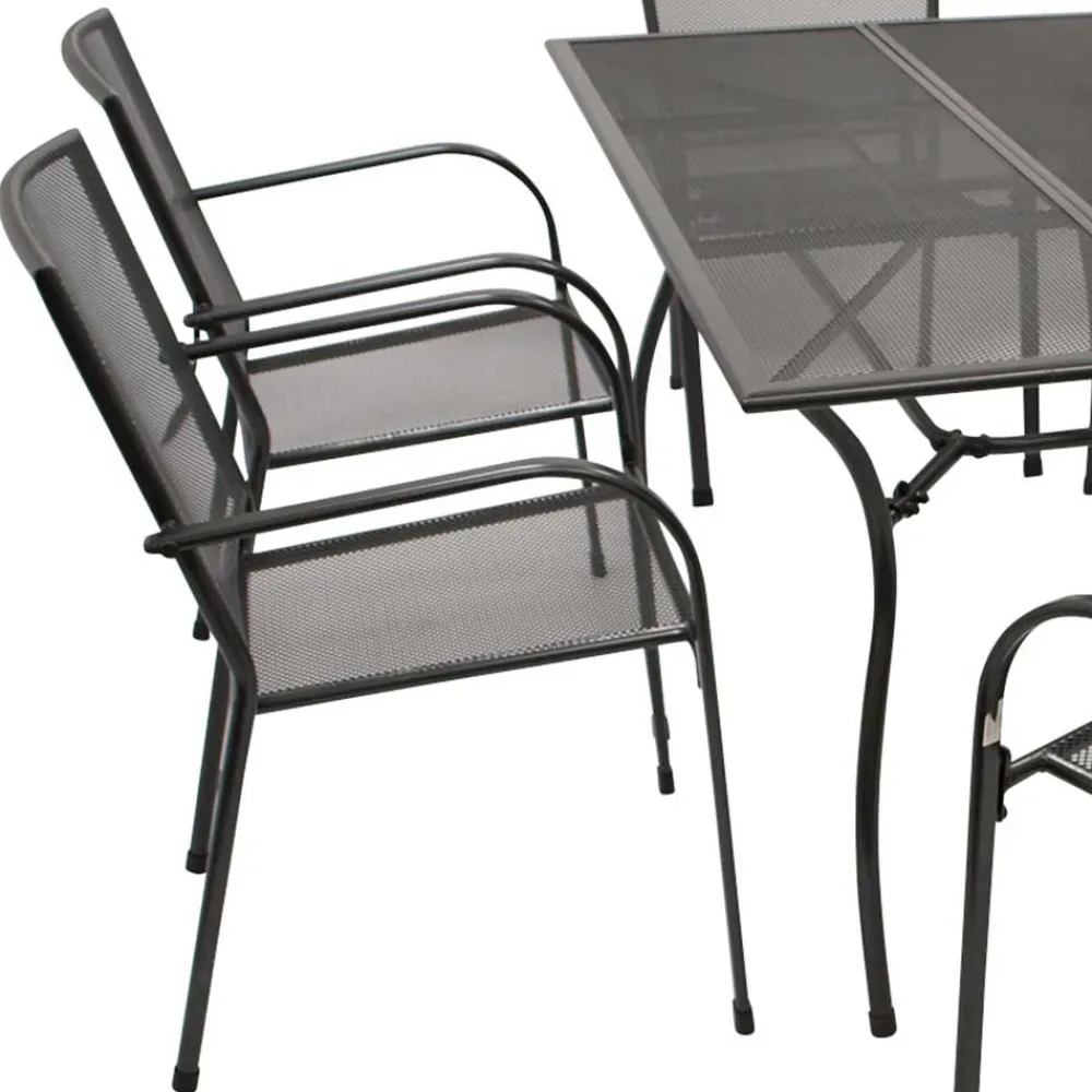 Wohnen Metall-Gartenmöbel|Balkonmöbel*6 Personen Gartentischgruppe Set - Tyago (siebenteilig)