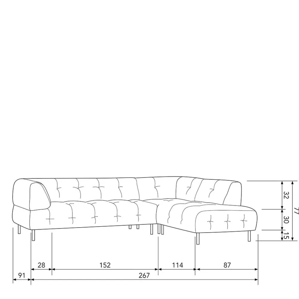 Wohnen Sofas|Sofa*4 Personen Polsterecke in Graubraun Samtbezug - Marian