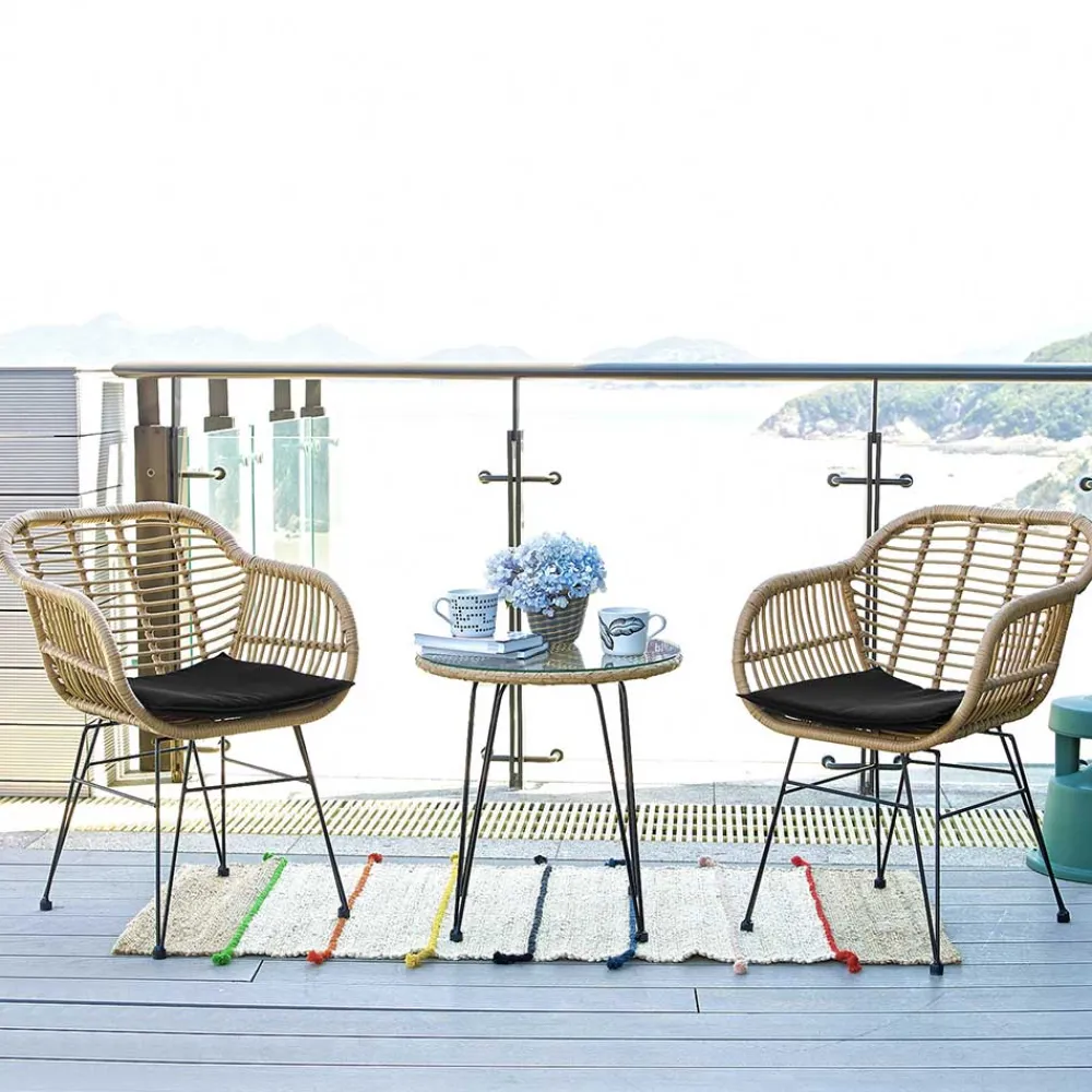 Wohnen 2 Personen Sitzgarnitur aus Kunstrattan - Vasteca (dreiteilig)