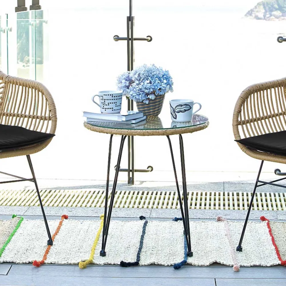 Wohnen 2 Personen Sitzgarnitur aus Kunstrattan - Vasteca (dreiteilig)