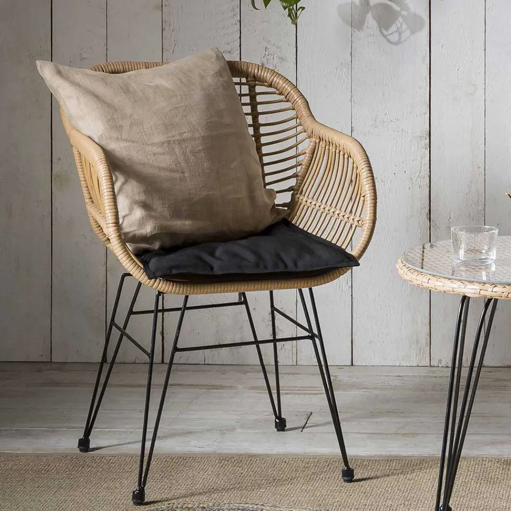 Wohnen 2 Personen Sitzgarnitur aus Kunstrattan - Vasteca (dreiteilig)