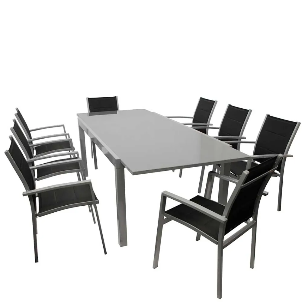 Wohnen 8 Personen Tischgruppe für Garten - Gestina (neunteilig)