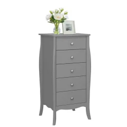 Wohnen 5 Schubladen Hochkommode in Grau lackiert - Resivia