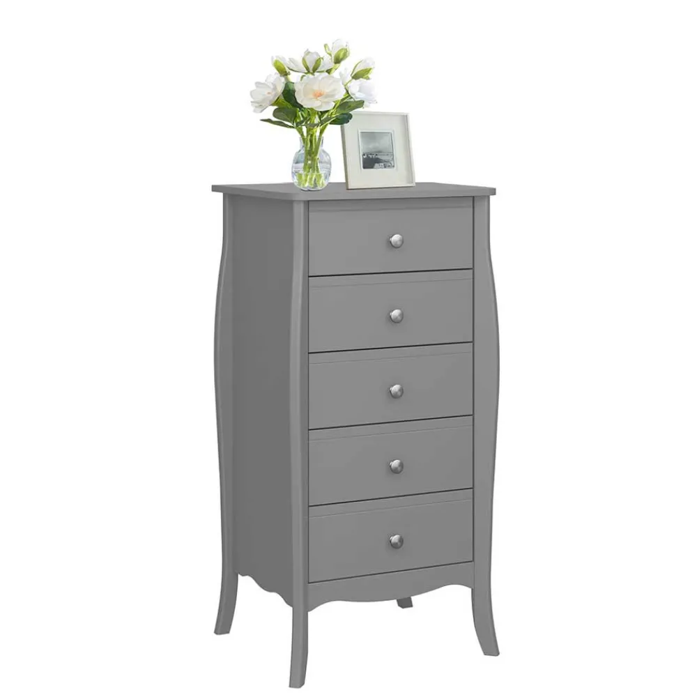 Wohnen 5 Schubladen Hochkommode in Grau lackiert - Resivia