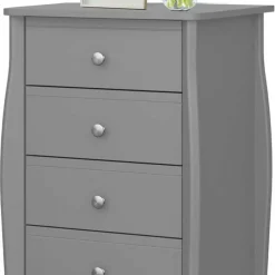 Wohnen 5 Schubladen Hochkommode in Grau lackiert - Resivia