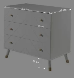 Wohnen Kindermöbel|Kinderkommoden*3 Schubladen Kommode in Weiß & Gold - Zimventa