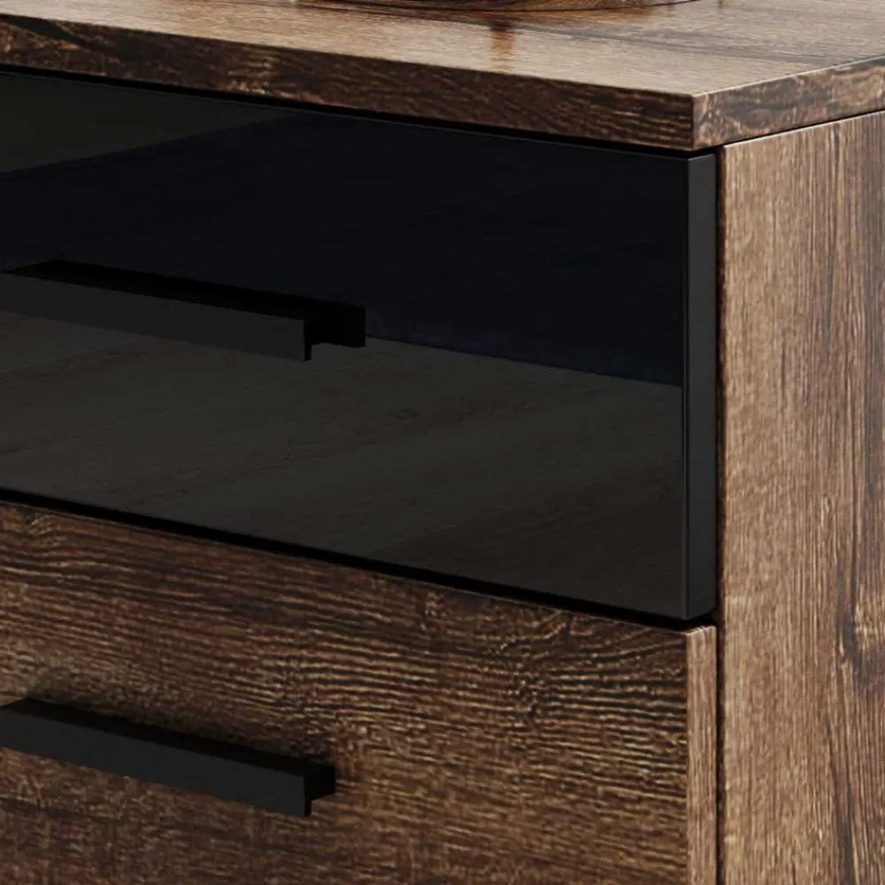 Wohnen Kommoden|Nachttische*3 Schubladen Nachtkommode in Wildeiche dunkel - Ulpro