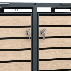 Wohnen Mülltonnenbox*2 Tonnen Mülltonnenbox in Anthrazit & Holzoptik - Rodicca