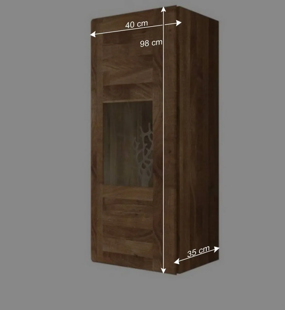 Wohnen 1 türiger Vitrine Vaskov aus Wildeiche Massivholz