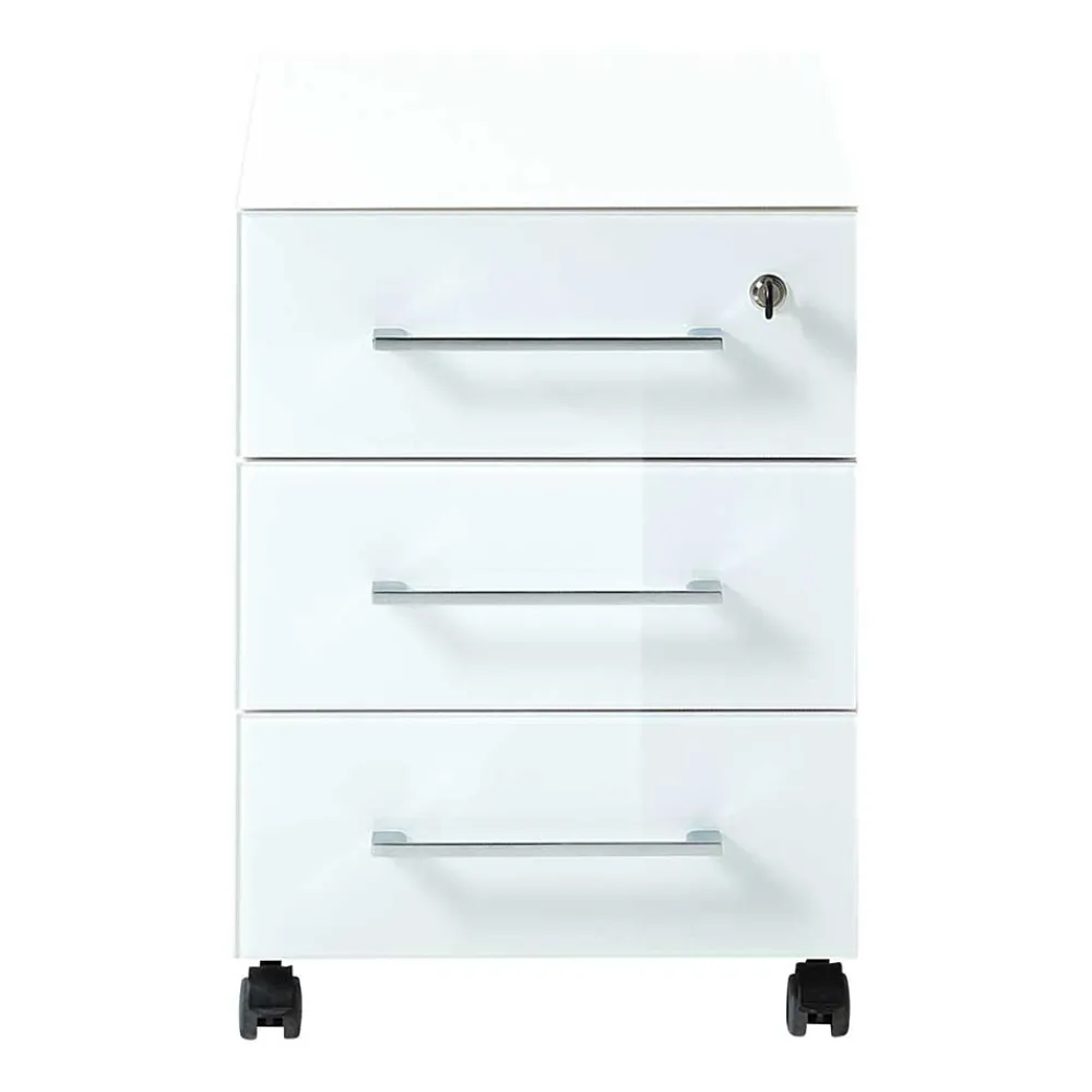 Wohnen Rollcontainer*Abschließbarer Rollcontainer in Weiß - Fidania